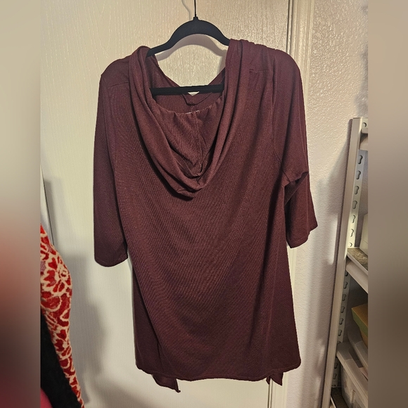 French Laundry Burgundy Hooded Top - Picture 2 of 5